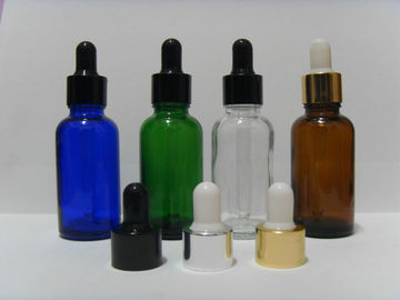 China Botellas de cristal de la loción libre del FDA con el cuello de plata y el bulbo blanco/la botella líquida del dropper proveedor